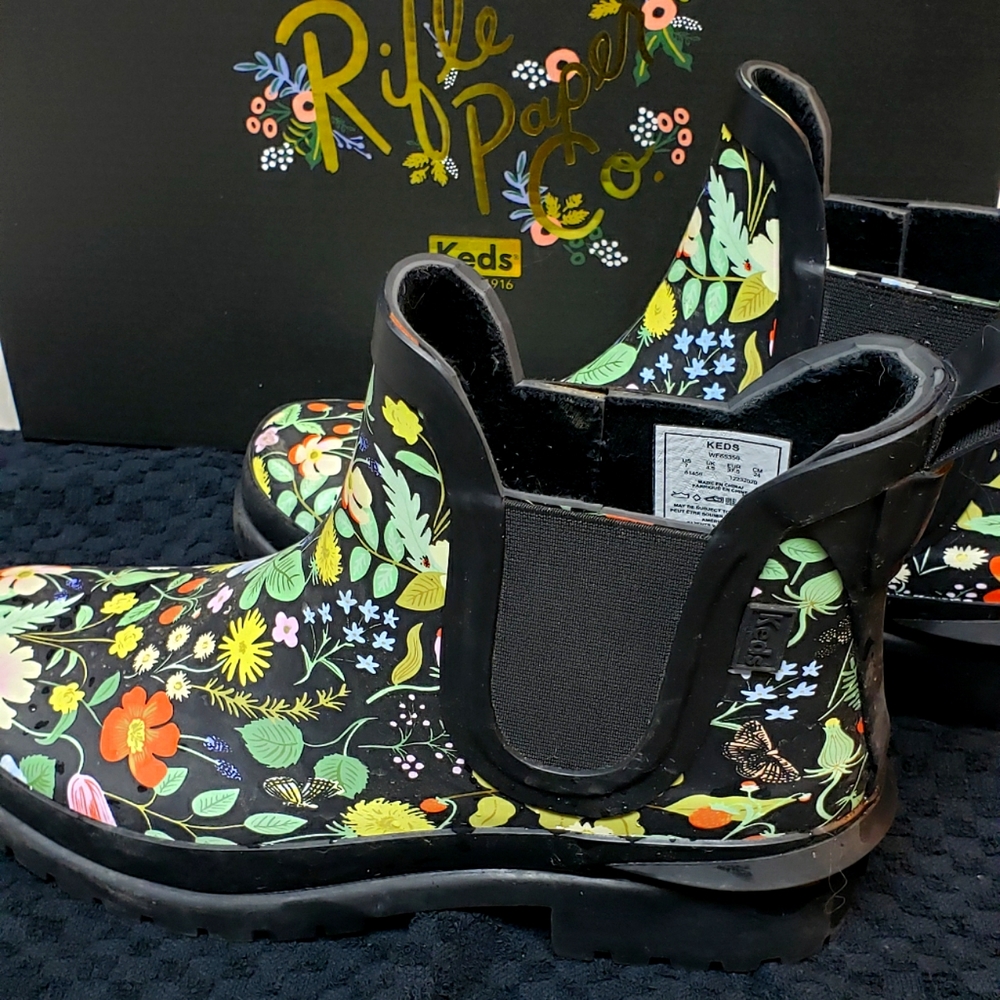 Rifle Paper Company x Keds rain boot collab size 7